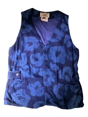 Vintage Gene Ewing Bis Denim Floral Vest